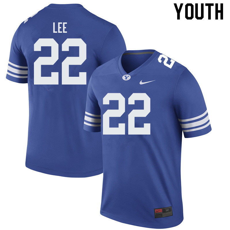 Youth #22 Benjamin Lee BYU Cougars College Football Jerseys Sale-Royal - Click Image to Close